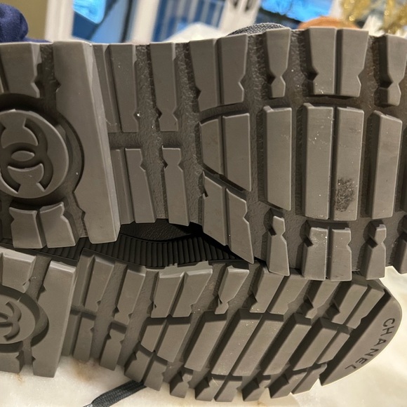 Brand New Chanel Grey Leather Cap Toe Combat Boots, 38 - Picture 6 of 6